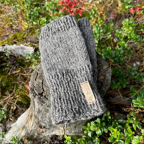Harmaat villakämmekkäät kannon päällä metsässä.
