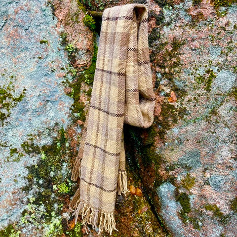 Wool Scarf – checkered brown & beige